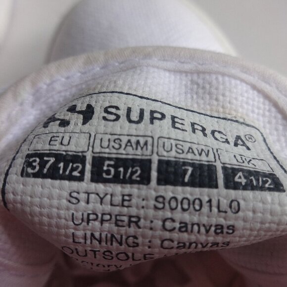 SUPEEGA 2790 White platform sneakers, women's 7, canvas upper rubber bottoms - Picture 4 of 13